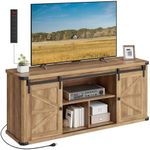 VASAGLE TV Stand for TVs up to 65 Inches, Farmhouse Entertainment Center with Sliding Barn Doors, TV Console Table for Living Room, Honey Brown ULTV324K41