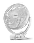 Koonie 10000mAh Rechargeable Portable Fan, 8-Inch Battery Operated Clip on Fan, USB Fan, 4 Speeds, Strong Airflow, Sturdy Clamp for Office Desk Golf Car Outdoor Travel Camping Tent Gym Treadmill,White