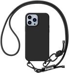 Birwiny Compatible with iPhone 13 Pro Max Case with Lanyard, Hands-Free Neck Crossbody Phone Case with Strap Adjustable Shockproof Drop Protection Phone Cover for iPhone 13 Pro Max 6.7" Black