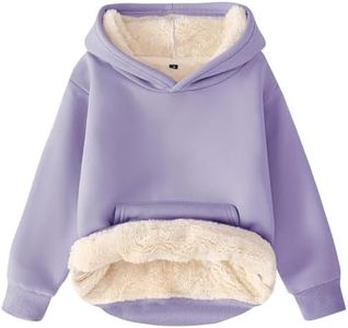 Flygo Unisex Boys Girls Fleece Lined Sherpa Hoodie Kids Warm Winter Hoodies Pullover Hooded Sweatshirt(Purple-XL)
