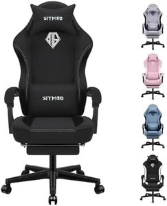 SITMOD Chaise de jeu avec repose-pied d'ordinateur - Dossier ergonomique - Chaise de jeu vidéo et chaise de travail rotative réglable en hauteur pour adulte avec support lombaire (noir)