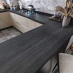 WESTICK Black Contact Paper Peel and Stick Wallpaper Kitchen Countertop Wood Contact Paper for Cabinets Walls Vinyl Peel and Stick Countertops Waterproof Black Wallpaper Counter Top Covers 15.8"x393"