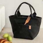 Women Lunch Tote, Reusable Lunch Bag for Men Adult Work School Travel, Reusable Leakproof Tote, Insulated Lunch Bag (1pcs Black)