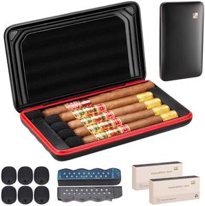 Portable Cigar Humidor Case, Magnetic Closure, Airtight Two-Way Humidity Control (69% RH) Ultra-Light Travel Cigar Box, Crushproof and Waterproof, Replaceable Humidifier Disc, Holds up to 5 Cigars