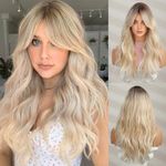 Esmee Long Wavy Ombre Blonde Wigs for Women Natuaral Synthetic Hair Heat Resistant Wig for Daily Party Cosplay Use