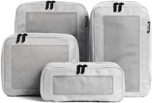 Aerotrunk Compression Packing Cubes for Travel - Luggage Organizer Bags - Double Zipper Packing Cubes for Suitcases (4-Pack, Light Grey)