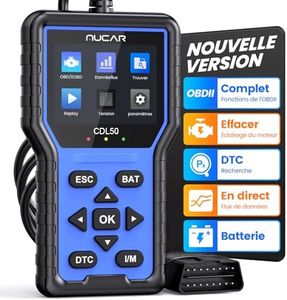 Valise Diagnostic Auto, MUCAR CDL50 OBD2 Diagnostic Français, OBD2 Scanner Universel Lecteur de Code d'erreur de Moteur