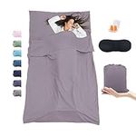 BREENHILL Sleeping Bag Liner, Camping Sheets & Travel Sheet, Hostels & Traveling Adult Sleep Sack for Backpacking, Hotels Lightweight Single & Double Camping Sleeping Bag Liners Grey