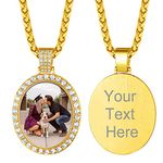 18K Gold Plated Photo Oval Necklace Customzied Custom Made Picture Pendant Necklace Hip Hop Bling Bling Charm Jewelry Christmas Gifts for Men