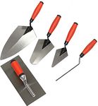 Wedge: 5 Piece Professional Masonry Trowel Set | Tempered Steel Blades | Contains 13" Brick Jointer, 6" Pointing Trowel, 7" Gauging Trowel, 11" Brick Trowel, 11" Plastering Trowel