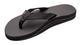 Rainbow Sandals Men's Double Layer Soft Top 1" EVA Rubber Filled Nylon Strap, Black, 9.5-10.5