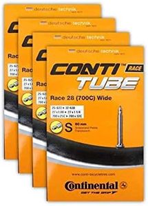 Continental Race 28 700x25-32c Bicycle Inner Tube Bundle - 60mm Presta Valve - 4 Pack w/ Conti Sticker