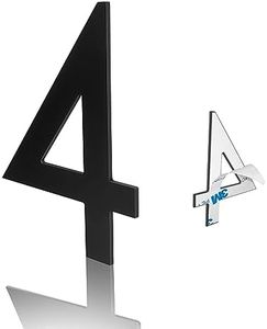 3 Inch Mailbox Number, Stainless Steel Matte Black Modern House Numbers, Self-adhesive Number Door Numbers for Apartments Office (4)