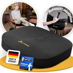 SANTERGO Orthopaedic Seat Cushion [Stable & Comfortable] - Seat Cushion for Office Chair and Car - Seat Cushion Chair, Coccyx Cushion, Haemorrhoid Seat Cushion (Black, HARD 200-275 lb)