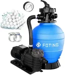 FOTING 13" Sand Filter Pump for Above Ground Pool with Timer, 1HP Max 3800GPH for Pools Up to 13000GAL, 1HP, 6-Way Valve, Enhanced Circulation for Crystal-Clear Pool