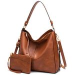 Hobo Bags for Women Handbags Purse Ladies Boho Shoulder Bag Large Crossbody Purses Designer Vegan Leather Brown with Wallet