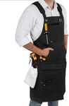 ecoZen Lifestyle Work Aprons for Men for Shop - Carpenter Apron and Shop Aprons for Men for Woodworking, Heavy Duty Waxed Canvas Workshop Tool Apron, Fully Adjustable to S-XXXL