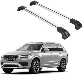 ERKUL Heavy Duty 220lbs Roof Rack Cross Bars for Volvo XC90 2016-2026 | Solid Metal Mounts | Aluminum Crossbars with Anti Theft Lock for Rooftop - Compatible with Flush Rails - Silver