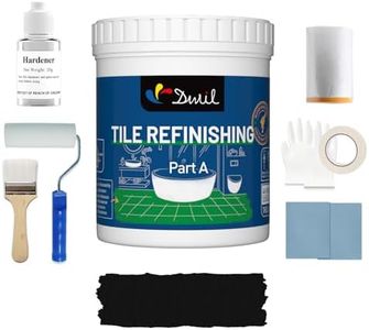 DWIL Tub and Tile Refinishing Kit Countertop Paint Kit, Odorless DIY Sink and Tub Reglazing Kit, Acrylic Waterborne Floor Coating Kit for Tile (with tools,Mars Black)