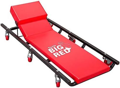 Torin TR6452 6 Wheel Rolling Creeper Garage/Shop Bench: Padded Mechanic Cart with Adjustable Headrest, Red