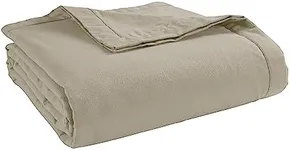 LANE LINEN 100% Cotton Blanket, White Throw Blanket for Couch, 3-Layer Blanket Breathable Blanket, All Season Soft and Lightweight Bedspreads for Adults, Blanket Queen Size, 88x90 inch - Taupe