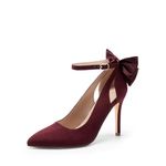 Dream Pairs Women's High Heels Stiletto Strappy Pointed Toe Bow Heel Pumps Sexy D'Orsay Party Wedding Dress Shoes, Burgundy Suede, 7