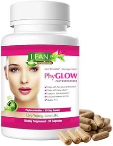 LEAN Nutraceuticals PhyGLOW Phytoceramides Ceramide Supplement with Multivitamins A, C, D, E - Skin Care Hydration Restoring Pills, Super Vegan Anti-Aging Wrinkle Support for Women and Men 30 Capsules