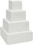 Square Foam Cake Dummy for Decorating and Wedding Display, 4 Tiers of 4" 6" 8" 10" Dummies (14.4 Inches Tall)