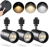 VANoopee 3-Color in 1 20W H Track Lighting Heads Dimmable Flicker Free Bright LED Track Lighting Fixtures for Accent Retail Kitchen Artwork, Linear Track Light H Type - CRI90+ 36° Black - 3 Pack