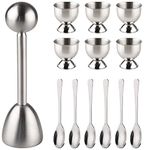 Leegg Cracker Topper Set of 13 Egg Cups for Soft Boiled Eggs Tool Set Includes 1 Egg Topper Cracker 6 Egg Cups 6 Spoons (Egg Cup 13)