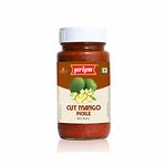 Priya Cut Mango Pickle with Garlic, 500g - Authentic Telugu Style Aam Achar | Traditional South Indian Taste | Homemade Andhra Pickles | Tangy and Spicy | With Mango Pieces & Mixed Spices | Glass Jar