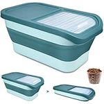 Collapsible Dog and Cat Food Storage Containers with Measure Cup,10-13 LB Folding Pet Food Storage Container, Airtight Kitchen Rice Storage Bin for Grain, Cereal, Dog Food, Cat Food, Coffee, Flour