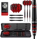 Harrows Fire High Grade Alloy Steel Tip Darts Set 21g, 22g, 23 & 24g - Includes Black Speedline Shafts, Fire Flights & Travel Case (24, Grams)