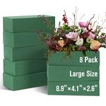 8 Pack Floral Foam Blocks for Fresh and Artificial Flowers, Wet Green Florist Bricks Arrangement Supplies for Crafts Wedding Decoration, 8.9" L x 4.1" W x 2.6" H