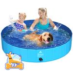 Pawaboo Foldable Large Dog Pool, Collapsible Pet Bath Pool Bathing Tub, Hard Plastic Doggie Wading Pool for Indoor and Outdoor, Portable Dog Swimming Pool for Small Medium Large Dogs and Cats(59"x12")