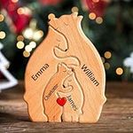 Personalized Wooden Bear Puzzle with 2-10 Family Name, Gift for Mum Grandma We are One, Custom Family Name Sculpture, Gift for Mother’s Day, Birthdays, Unique Wooden Decor Gift for Mom and Dad