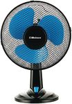 Belaco 12inch Blue Table Fan Desk Fan with 3 Speed Oscillating cooling fan Stand Fan floor fan Low Noise Strong Resistant Base high protective mesh grill home office (Black & Blue)