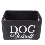 VILLCASE Dog Toys Storage Bins, Felt Storage Bin Dog Toy Storage Basket Bin Bone Shaped Handle Rectangular Storage Box Pet Supplies Storage Basket or Dog Toys, Dog Apparel, Chest