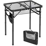 REDCAMP Folding Portable Grill Table for Outside, Lightweight Aluminum Metal Grill Stand Table for Camping Cooking BBQ RV Picnic, 3 Heights Adjustable,Black 23.6"x15.7"