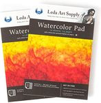 Leda Art Supply Hot Pressed Watercolor Paper 2 Pack (24 Sheets) 300gm - 140 lb 25% Cotton fine Italian Art Water Color Paper | Smooth Surface for Professional renderings A4 Size 8.25 x 11.5 inch