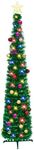Dolicer 5Ft Pop up Christmas Tree, Collapsible Tinsel Christmas Tree with 30 Colorful LED Lights Artificial Pencil Tree with 25 Ball Ornaments Battery Operated Xmas Tree Decor Home Party (Green)