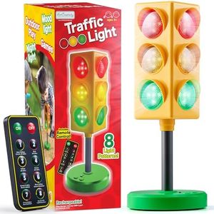 ArtCreativity Traffic Light Lamp - Traffic Light for Kids with Wireless Remote - 8 Different Light Patterns - Classroom Traffic Light Novelty Lamp - Car Room Decor for Boys and Girls Ages 3 and Up