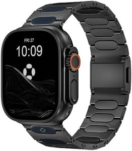 FiNESTONE Grade 5 Titanium Watch Band for Apple Watch Ultra 3/2/1 49mm & Series 11/10 46mm - 22mm Wide-Body Apple Watch Ultra Band with Scratch Resistant DLC Coating for men - QT-X009 Luxury Series, Black