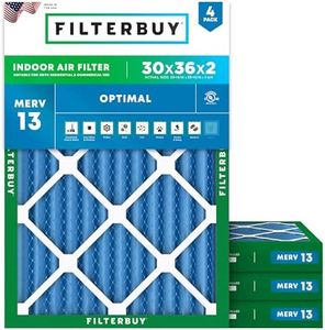 Filterbuy 30x36x2 Air Filter MERV 13 Smoke & Allergy Defense (4-Pack)