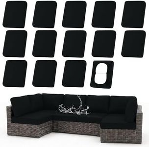 hyha Waterproof Outdoor Cushion Covers for Patio Furniture, Stretch Patio Chair Cushion Slipcovers, Coated UV Resistant Replacement Seat Covers, Solid Color (Black, 14PC)