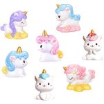 Super Cute Unicorn Cake Topper, 5 Pcs Mini Resin Rainbow Unicorn Toy Figurine Collection Playset for Kids Baby Shower Birthday Party Cake Decoration(Random 5 Styles)