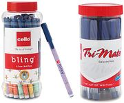 Cello Bling Pastel Ball Pen | Blue Ball Pen | Jar of 25 Units Trimate Ball Pen Jar | Jar of 25 Units | Blue Ball Pens