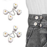 HEAVY DRIVER® 2pcs Pant Waist Tightener, Adjustable Waist Buckle Set, Extra Button for Jeans to Make Tighter, Instant Jeans Button Pins for Pants Jeans Skirts, No Sewing Required (Flower)