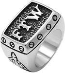 enhong 316L Stainless Steel Mens Outlaw Punk FTW Silver Biker Rings Motorcycle Jewelry US Size 13