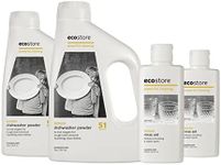 Ecostore Dish Powder & Rinse Aid Multi Pack Bundle - Lemon Dishwasher Powder 1kg x2 - Rinse Aid x2 - Vanish and Streak Free, Cuts Through Grease, Sparkling Dishes, Plant And Mineral Based